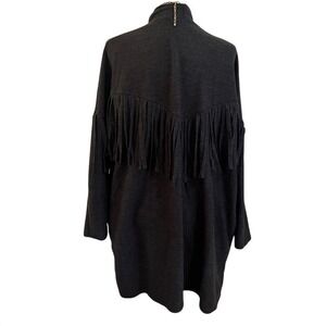 Fringe GeeGee Black Boho Western Cardigan Open Front Longline Duster Jacket L